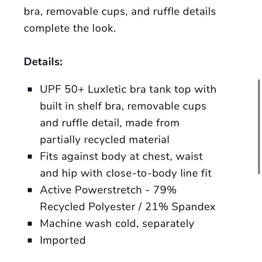 Lily Pulitzer Luxletic Letitia Bra Tank w/ UPF 50+ - Picture 4 of 4